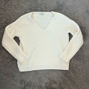 Lucky Brand White V-Neck Sweater (Size XS)